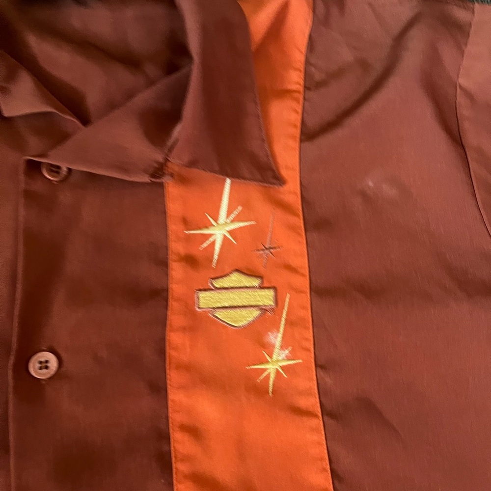 Harley Davidson Men's Orange and Brown Shirt Size Large - Picture 2 of 6